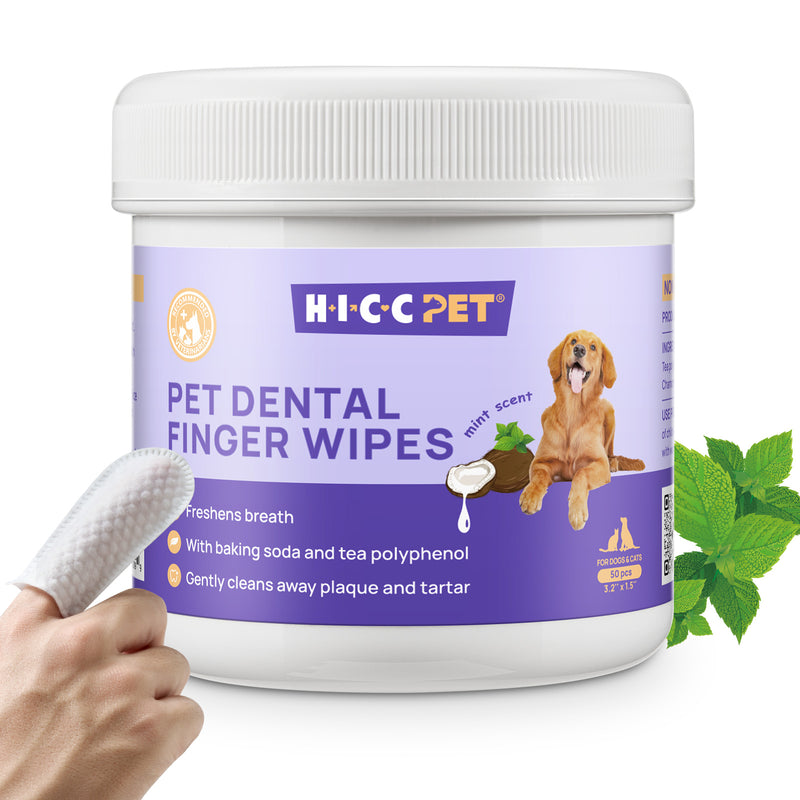 HICC Pet® Pet Dental Finger Wipes For Dogs & Cats, 50 Pcs