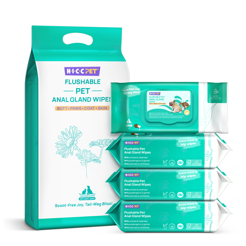 HICC Pet® Flushable Pet Anal Gland Wipes For Dogs & Cats
