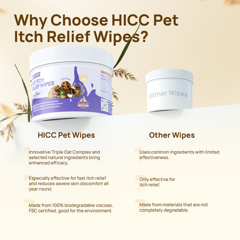 HICC Pet® Itch Relief Skin Soothing Wipes For Dogs & Cats