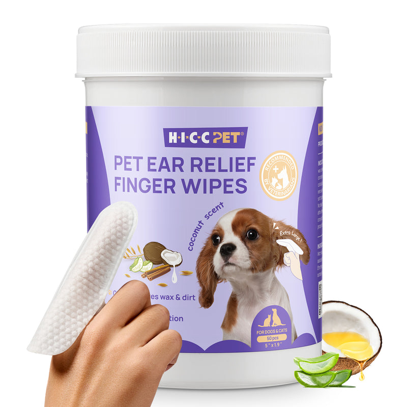 HICC Pet® Pet Ear Relief Finger Wipes For Dogs & Cats, 50 Pcs