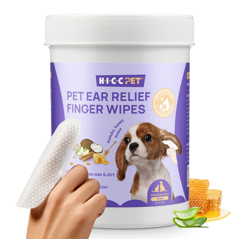 HICC Pet® Pet Ear Relief Finger Wipes For Dogs & Cats, 50 Pcs