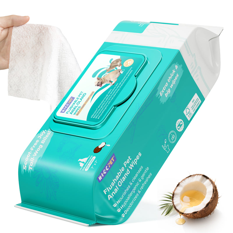 HICC Pet® Flushable Pet Anal Gland Wipes For Dogs & Cats