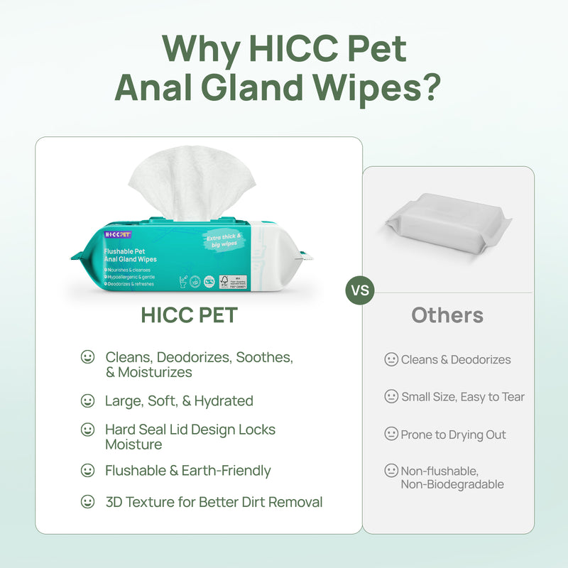 HICC Pet® Flushable Pet Anal Gland Wipes For Dogs & Cats
