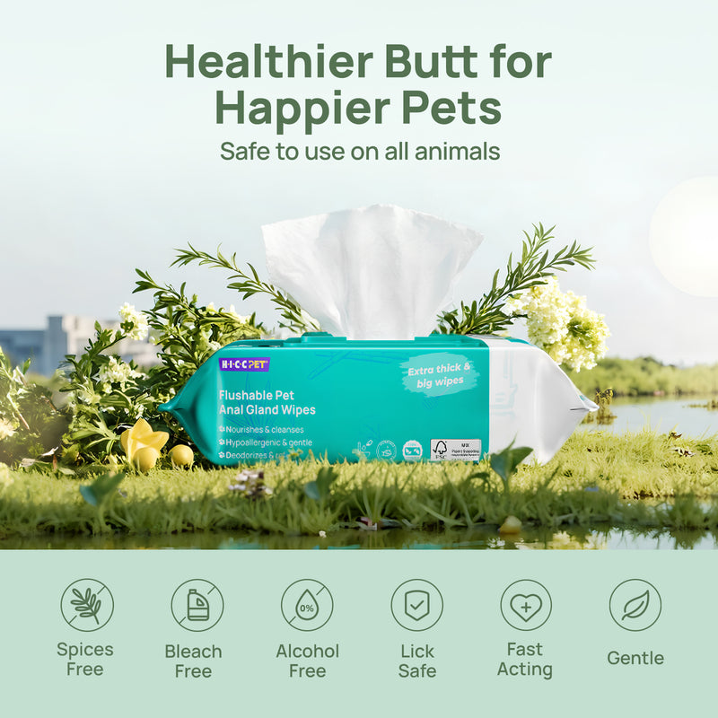 HICC Pet® Flushable Pet Anal Gland Wipes For Dogs & Cats