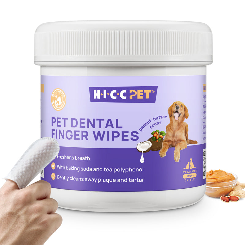 HICC Pet® Pet Dental Finger Wipes For Dogs & Cats, 50 Pcs