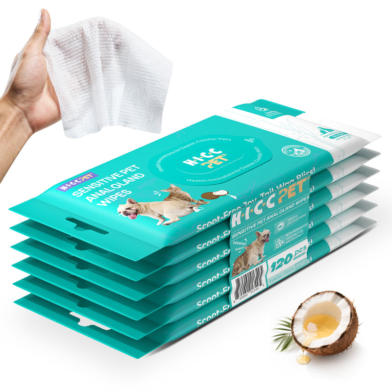 HICC Pet® Portable Sensitive Pet Anal Gland Wipes For Dogs & Cats, 20 Pcs, 6 Packs
