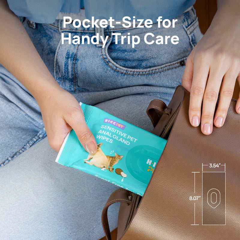 HICC Pet® Portable Sensitive Pet Anal Gland Wipes For Dogs & Cats, 20 Pcs, 6 Packs